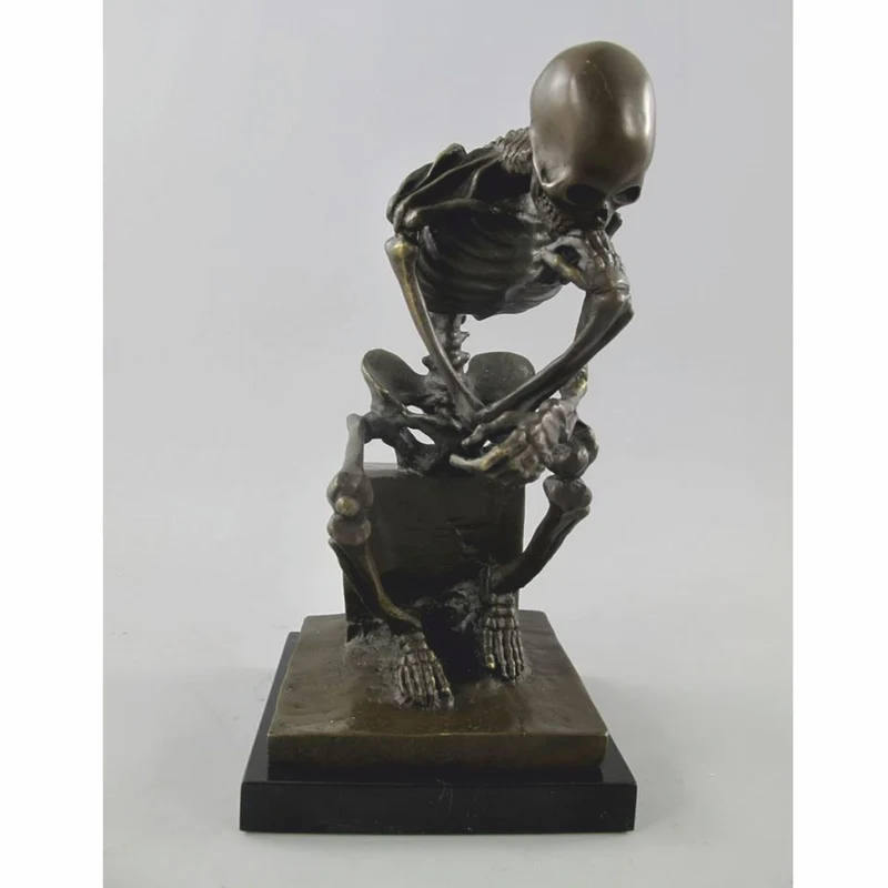 Casa Padrino Bronze Deko Skulptur Skelett Bronze / Schwarz H. 25 cm - Deko Accessoires