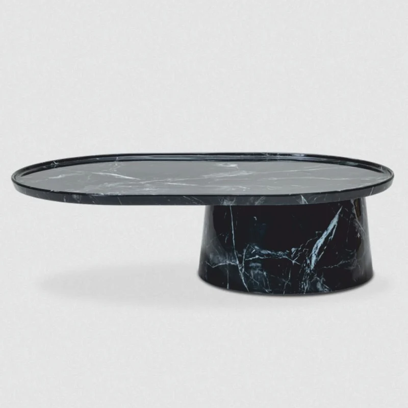 Casa Padrino Luxus Couchtisch mit ovaler Marmor Tischplatte Schwarz 120 cm