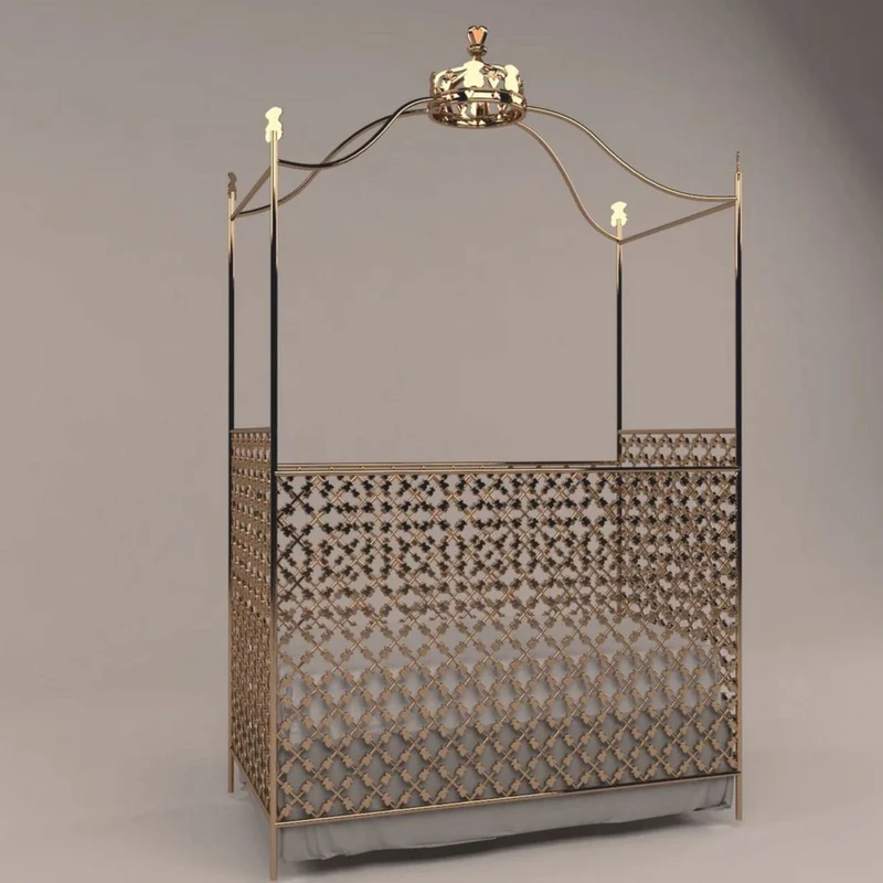Casa Padrino Luxus Barock Babybett mit Krone Gold 150 x 80 x H. 245 cm - Made in Italy