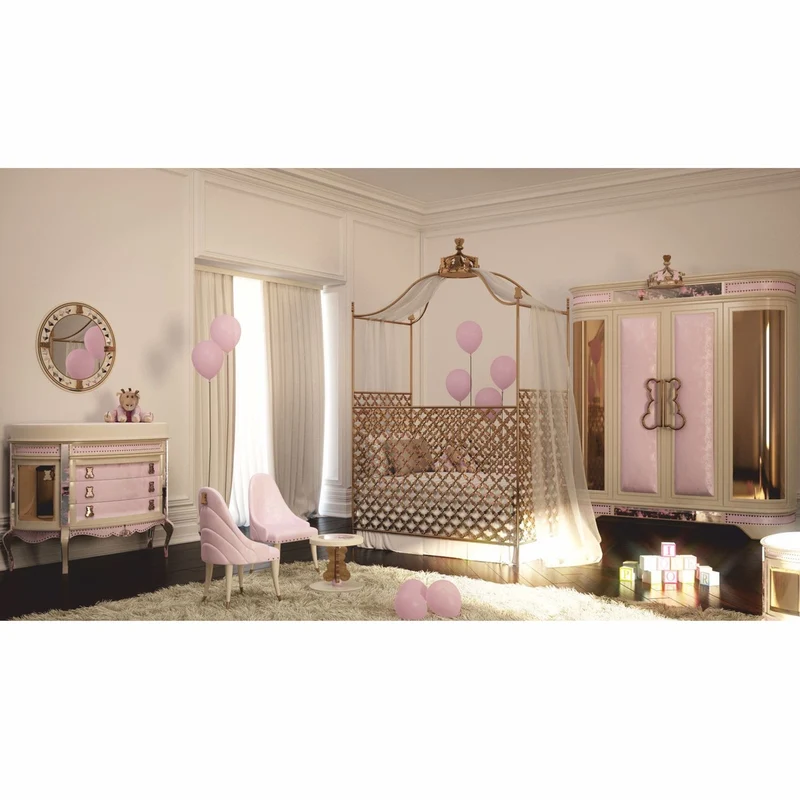 Casa Padrino Luxus Barock Babybett mit Krone Gold 150 x 80 x H. 245 cm - Made in Italy