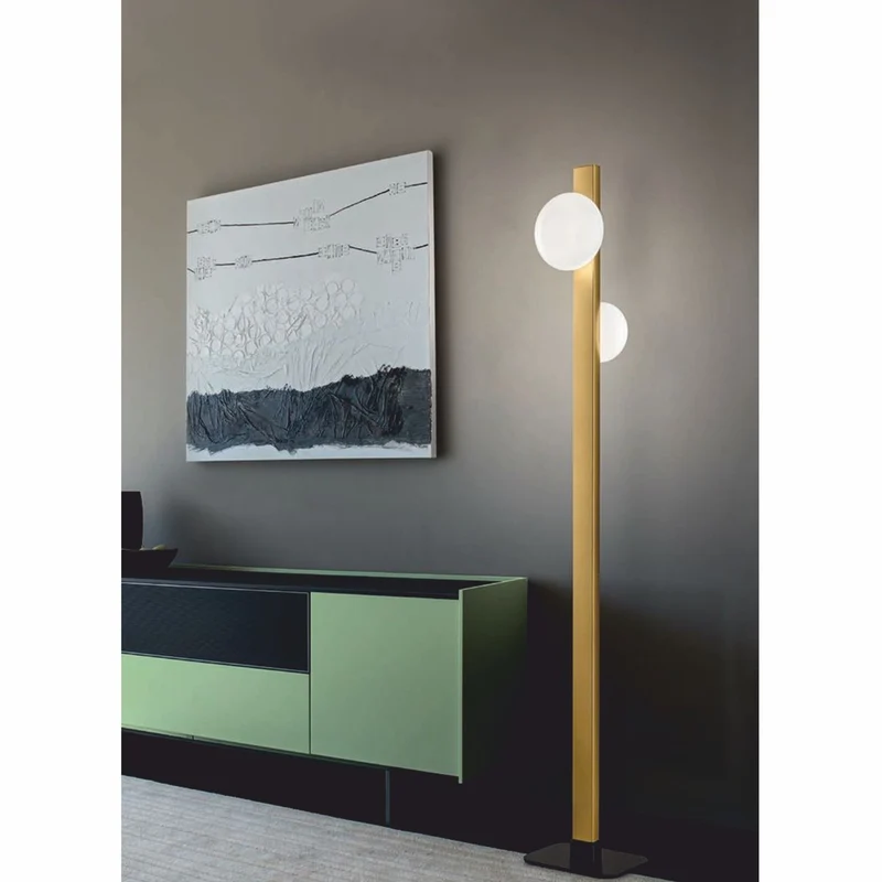 Casa Padrino Luxus LED Stehleuchte Messing / Schwarz / Weiß H. 180 cm - Made in Italy