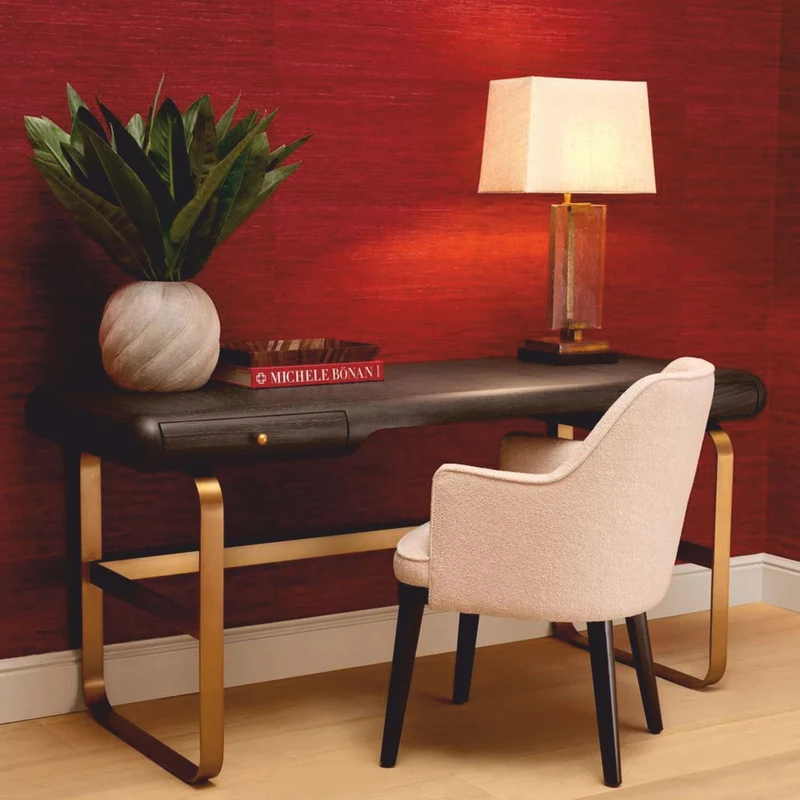Casa Padrino Luxus Schreibtisch mit 2 Schubladen Schwarzgrau / Messing 165 cm - Büro Möbel