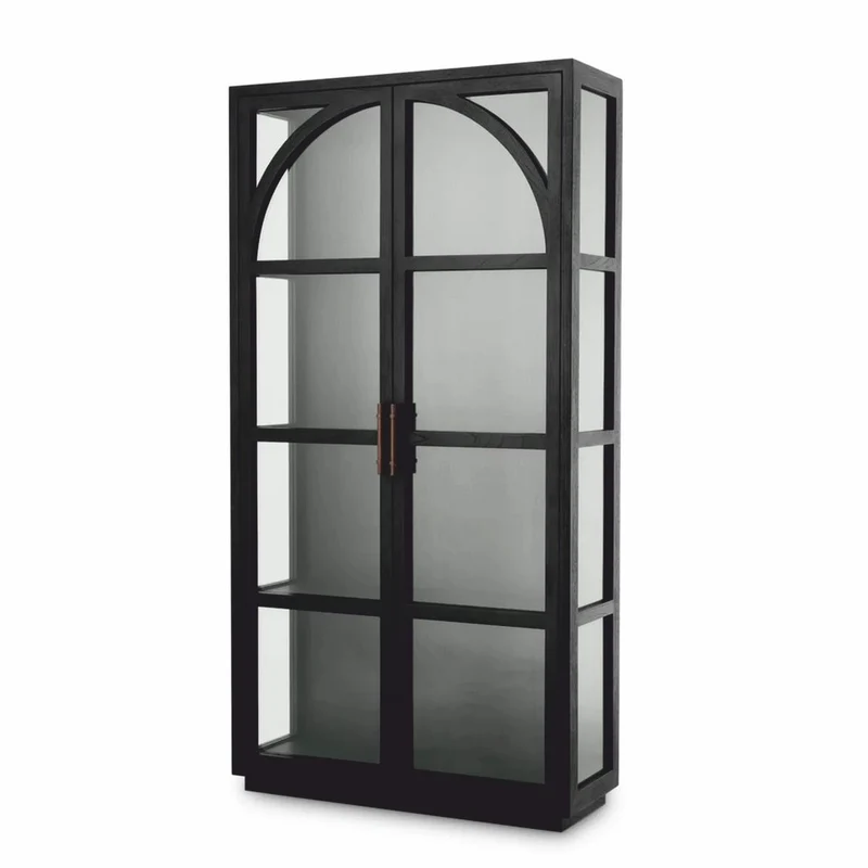 Casa Padrino Luxus Vitrine Schwarz / Bronze 118 x 44,5 x H. 210 cm - Luxus Interior