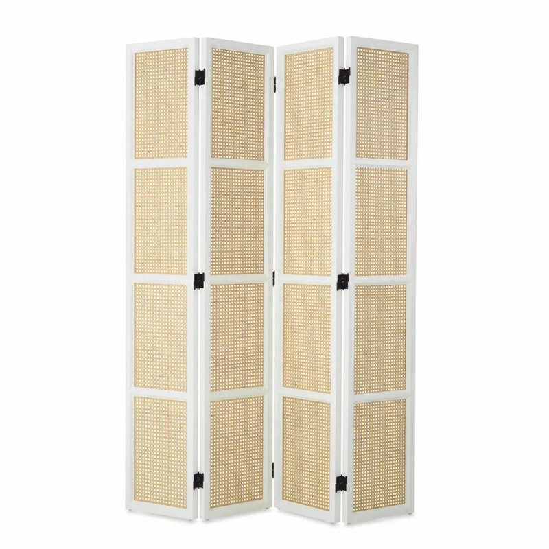 Casa Padrino Luxus Raumteiler Weiß / Naturfarben 163 x H. 225 cm - Luxus Interior