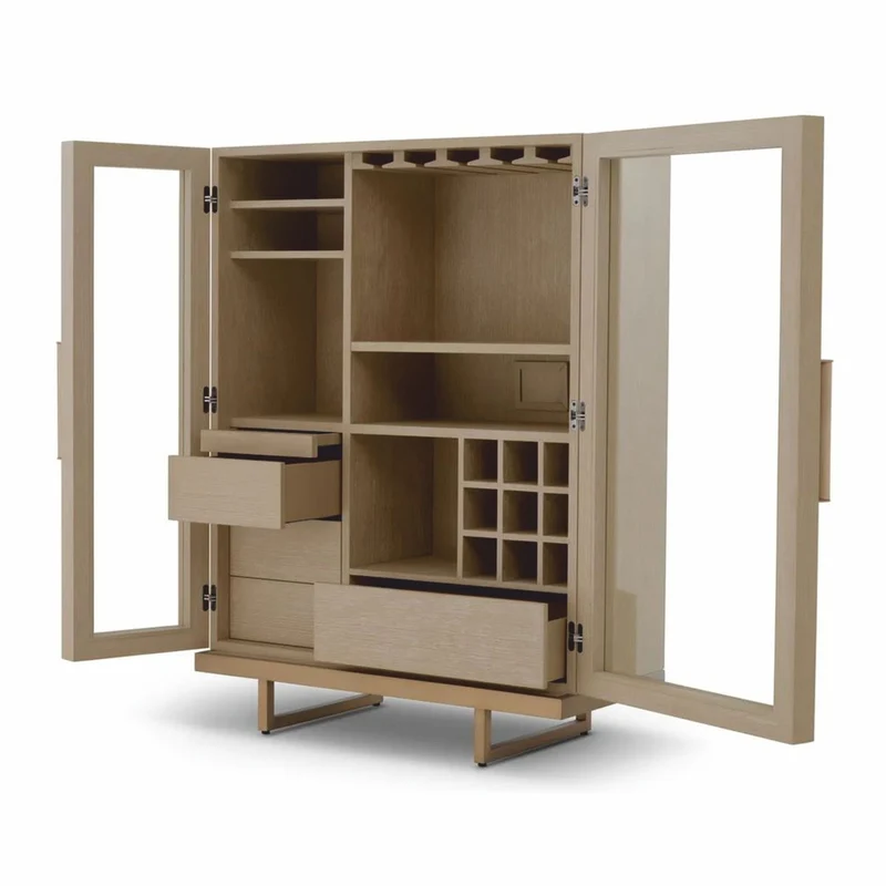 Casa Padrino Luxus Barschrank Beige / Messing H. 150 cm - Bar Möbel