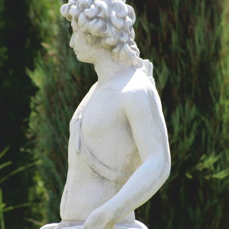Casa Padrino Jugendstil Garten Deko Skulptur Mann mit Bogen und Hund Grau H. 142 cm