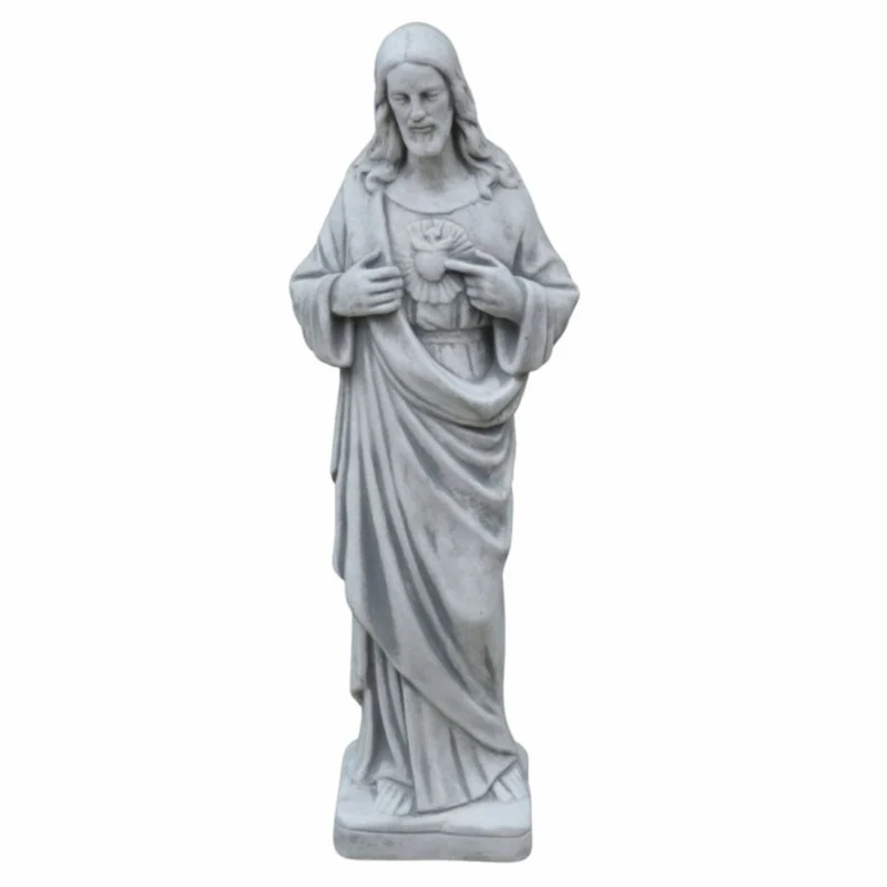 Casa Padrino Jugendstil Garten Deko Skulptur Jesus Grau H. 80 cm - Garten Figur