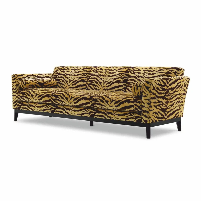 Casa Padrino Luxus Sofa mit Tiger Muster Gelb / Braun / Schwarz 239 cm - Wohzimmer & Hotel Möbel