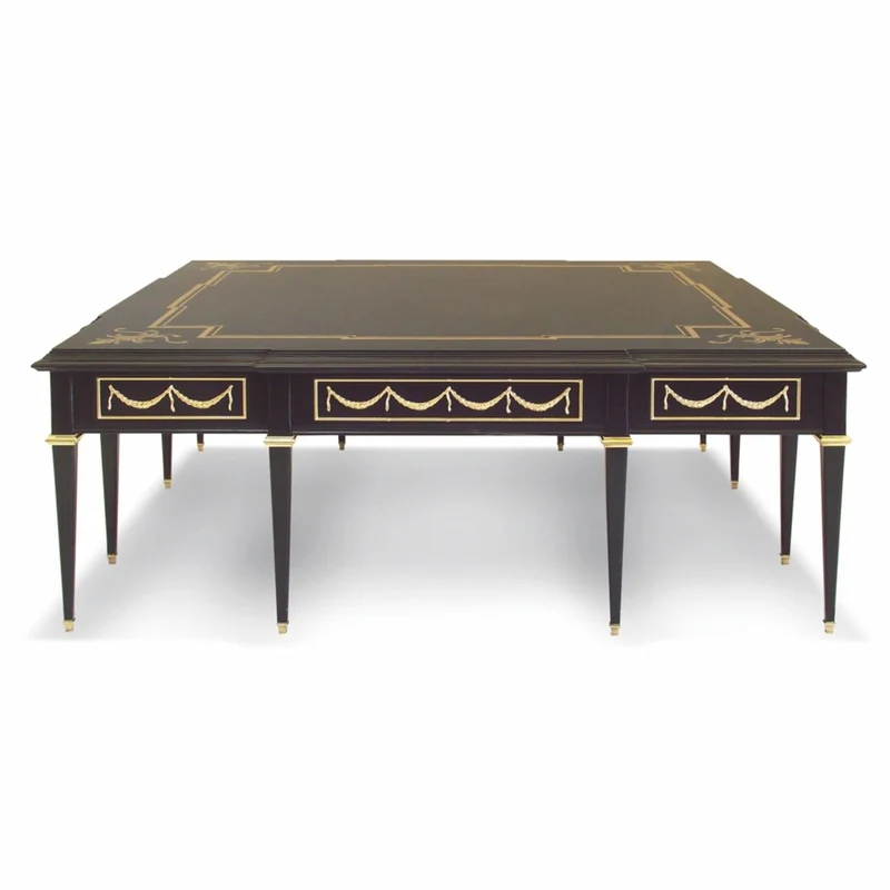 Casa Padrino Luxus Barock Couchtisch mit Glasplatte Schwarz / Gold 127 cm - Made in Italy