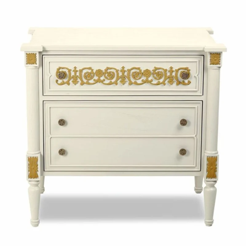 Casa Padrino Luxus Barock Nachtkommode Elfenbein / Gold - Barockstil Schlafzimmer Möbel