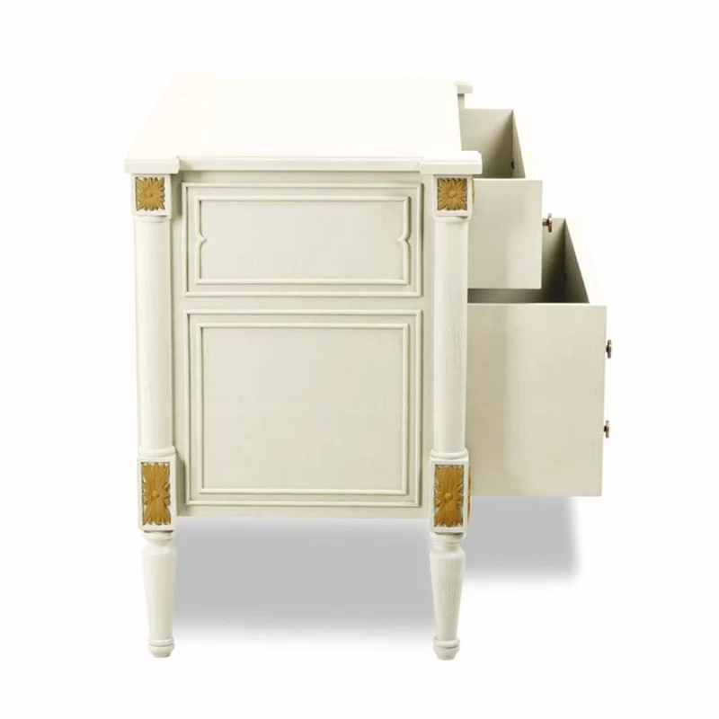 Casa Padrino Luxus Barock Nachtkommode Elfenbein / Gold - Barockstil Schlafzimmer Möbel