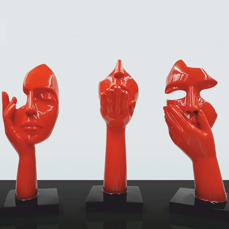 Casa Padrino Deko Skulptur Rot / Schwarz H. 50 cm - Deko Figuren