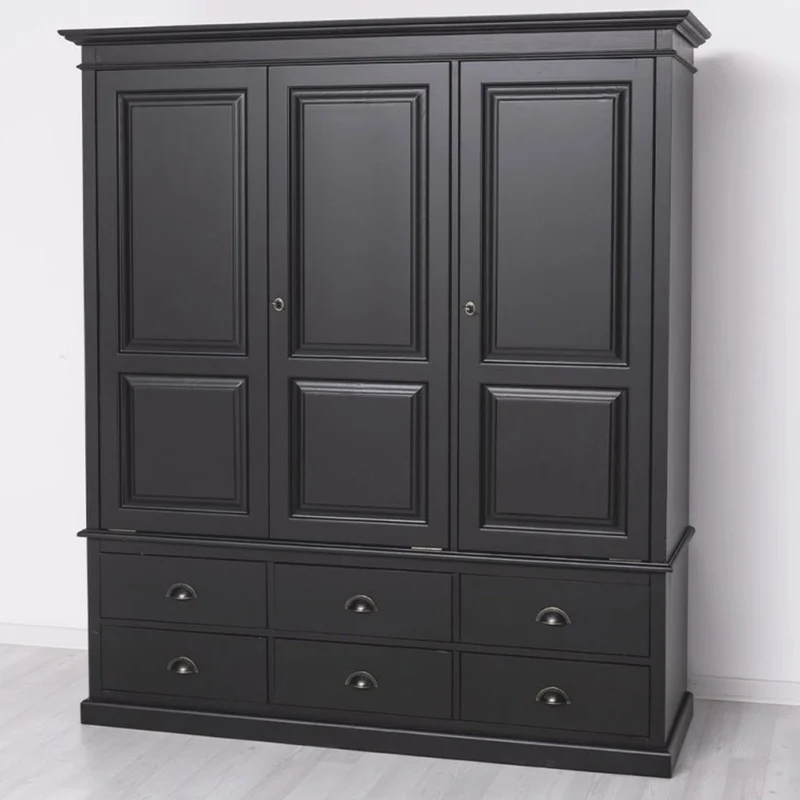 Casa Padrino Landhausstil Schlafzimmer Schrank Schwarz 174 cm - Schlafzimmer Möbel