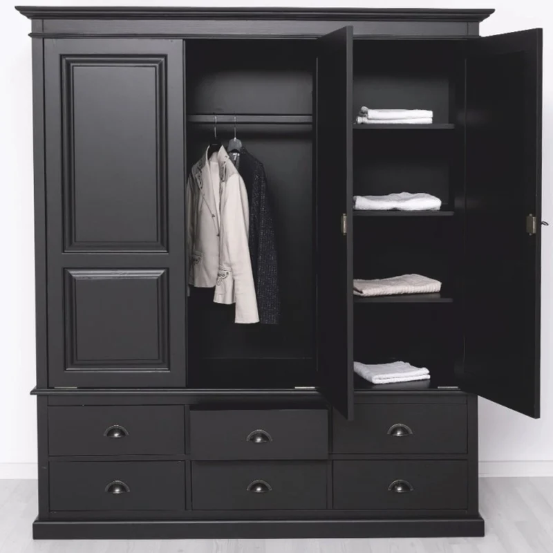 Casa Padrino Landhausstil Schlafzimmer Schrank Schwarz 174 cm - Schlafzimmer Möbel
