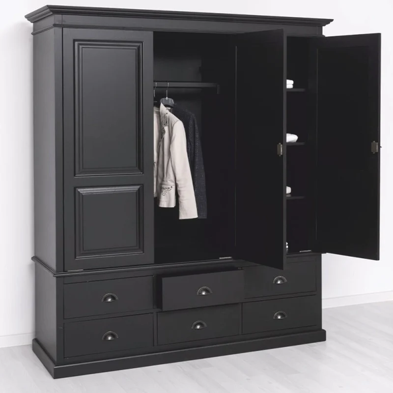 Casa Padrino Landhausstil Schlafzimmer Schrank Schwarz 174 cm - Schlafzimmer Möbel