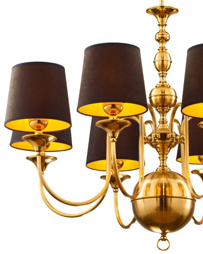 Casa Padrino Luxus Jugendstil Kronleuchter Gold / Braun / Schwarz Ø 100 cm