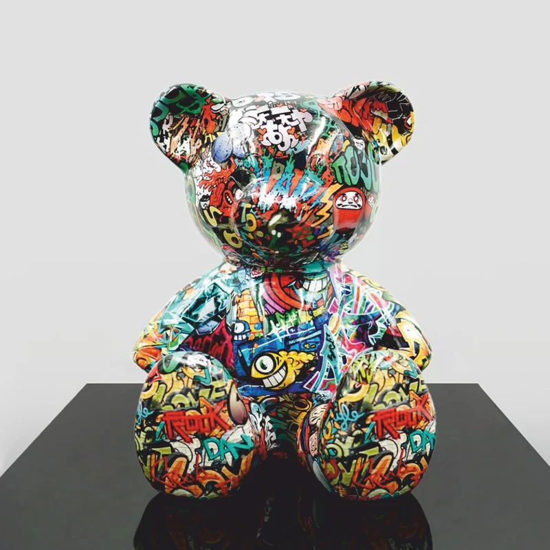 Casa Padrino Luxus Deko Figur Teddybär Bunt H. 35 cm - Deko Tierfigur