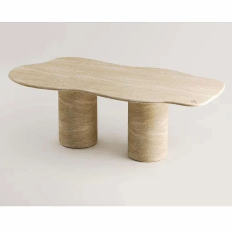 Casa Padrino Luxus Travertin Esstisch Beige 190 cm - Luxus Küchen Möbel