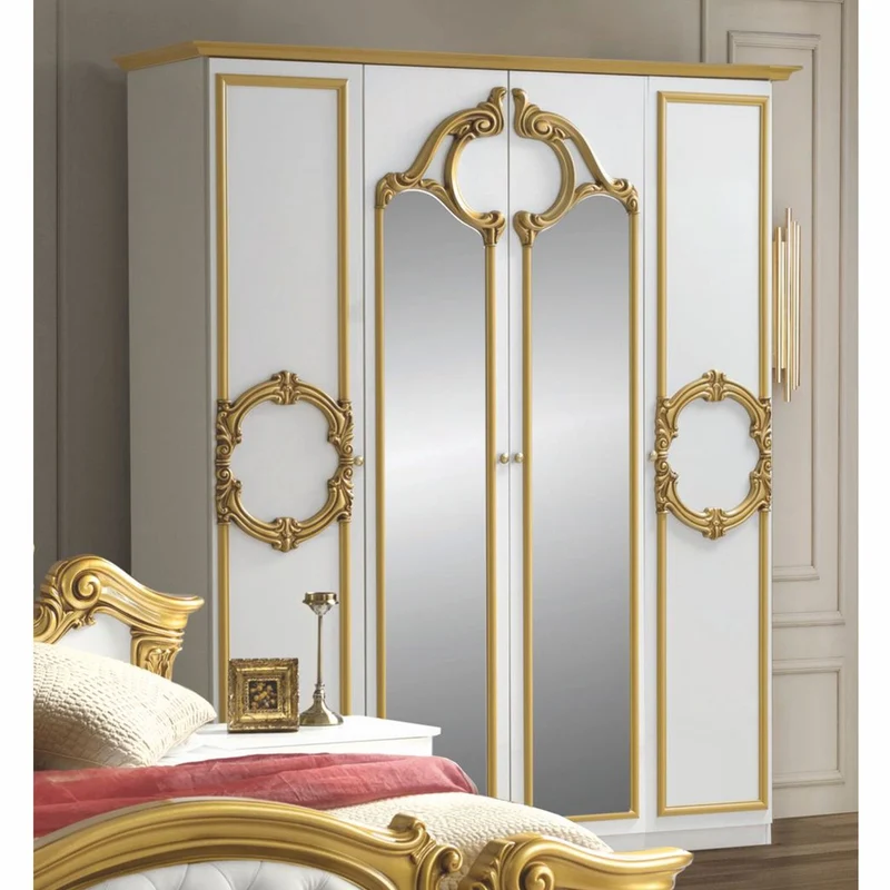 Casa Padrino Luxus Barock Schlafzimmer Schrank Weiß / Gold 177 cm - Barock Schlafzimmer Möbel