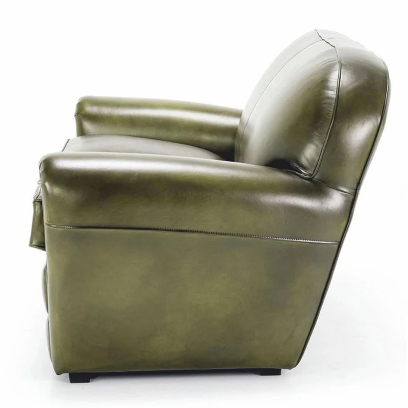 Casa Padrino Luxus Leder Sofa Grün / Schwarz 190 cm - Echtleder Möbel