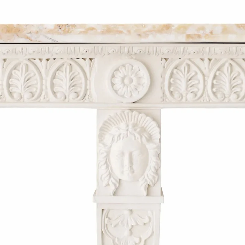 Casa Padrino Luxus Barock Mahagoni Konsole mit Marmorplatte Antik Weiß / Weiß 214 cm