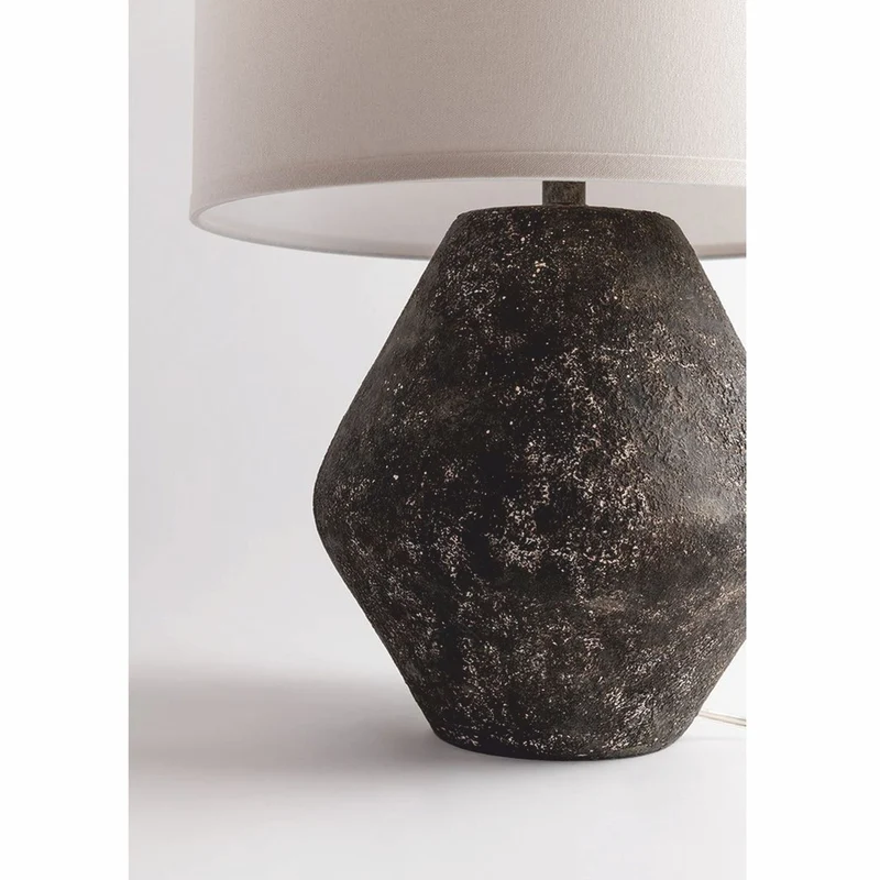 Casa Padrino Luxus Tischleuchte Schwarz / Cremeweiß H. 58,5 cm - Luxus Leuchten
