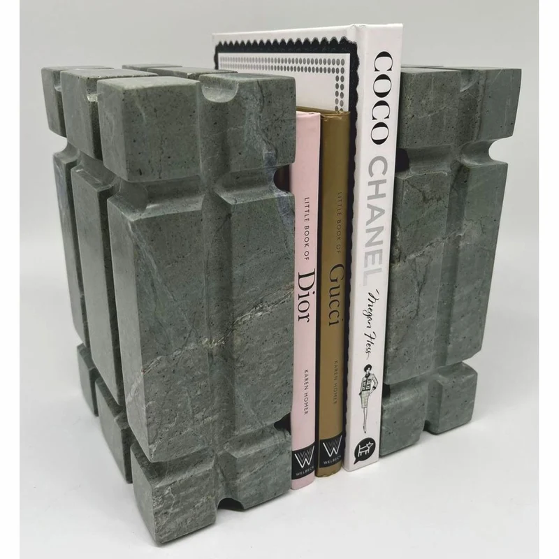 Casa Padrino Luxus Marmor Deko Buchstützen Set Grau - Deko Accessoires