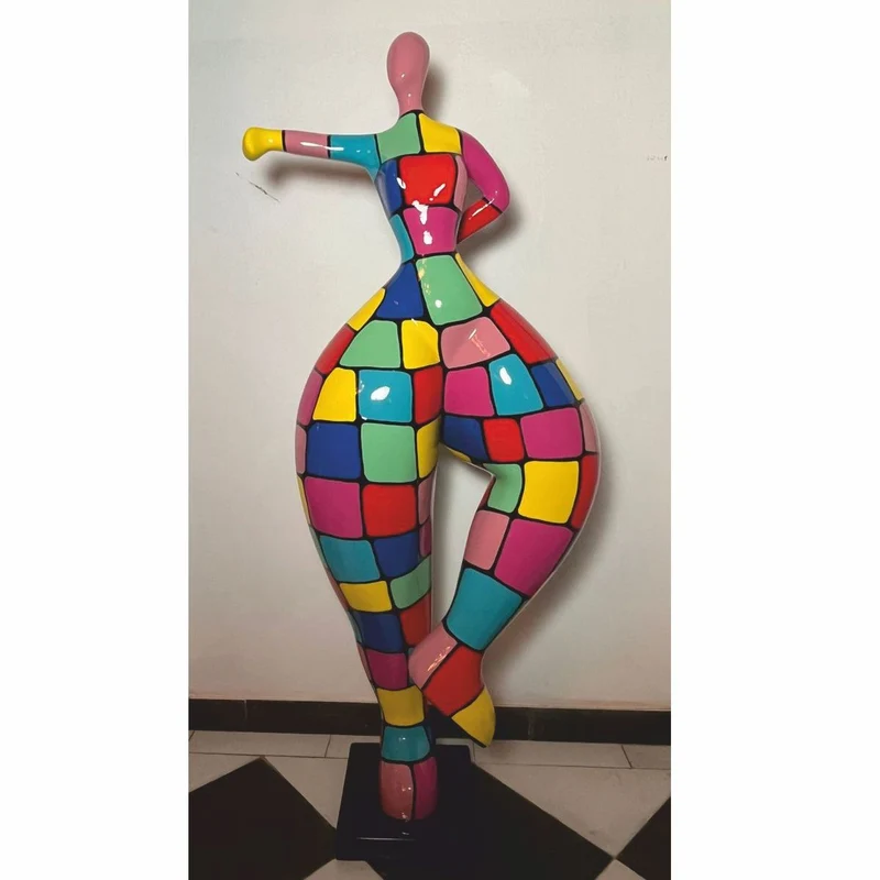 Casa Padrino Deko Skulptur Frau beim Sport Bunt H. 132 cm - Garten Figur