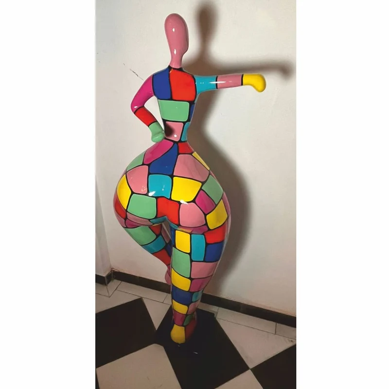 Casa Padrino Deko Skulptur Frau beim Sport Bunt H. 132 cm - Garten Figur