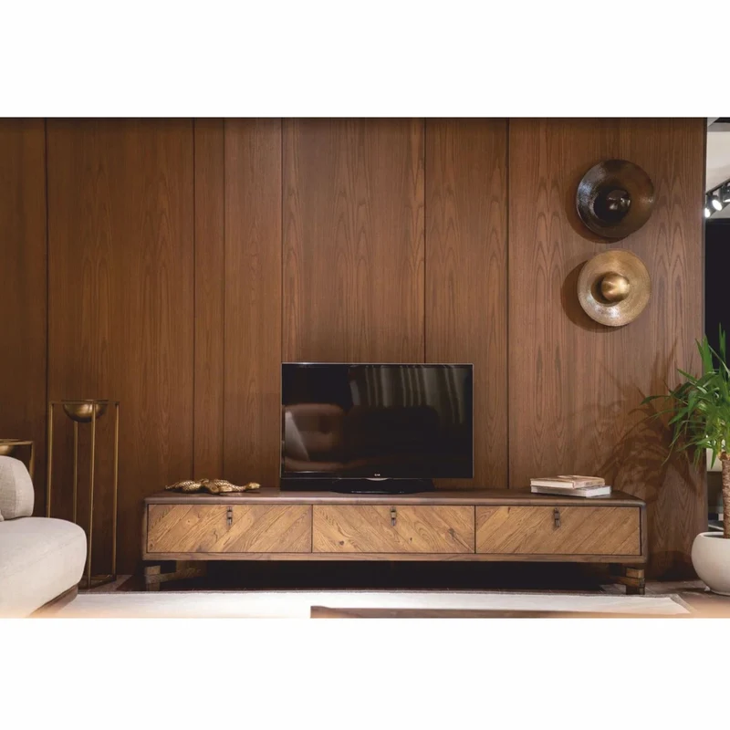 Casa Padrino Luxus TV Schrank mit 3 Schubladen Braun 240 cm - Wohnzimmer & Hotel Möbel