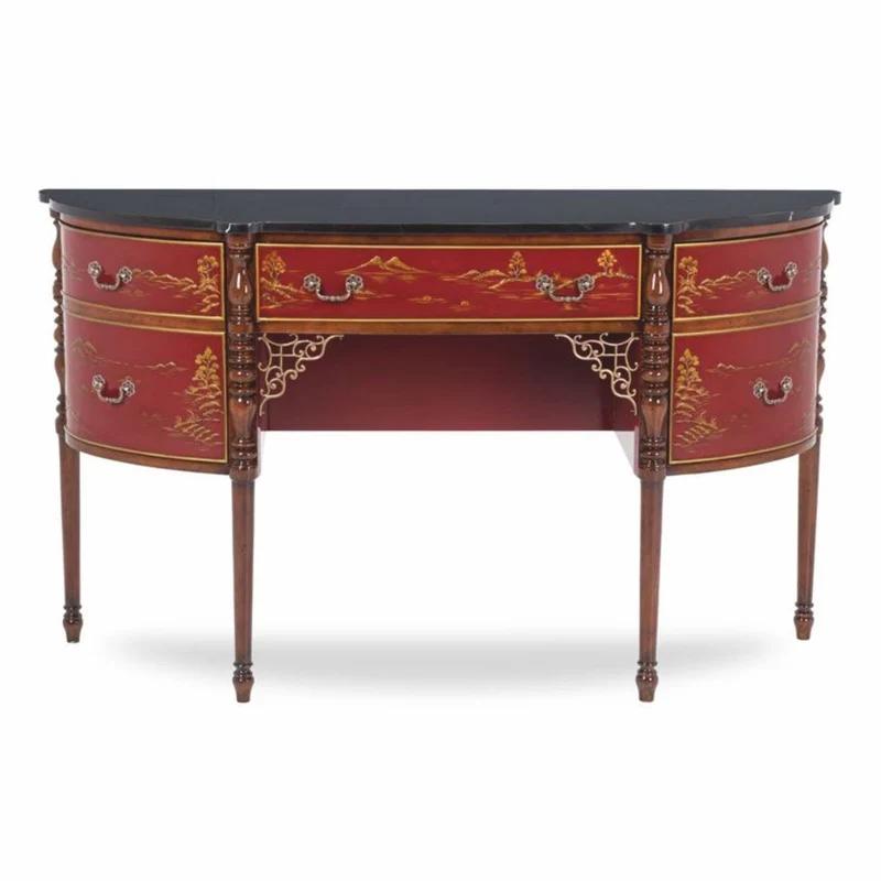 Casa Padrino Luxus Barock Kommode mit Marmorplatte Rot / Braun / Gold / Schwarz 145 cm