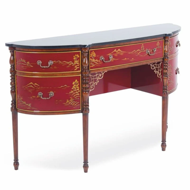 Casa Padrino Luxus Barock Kommode mit Marmorplatte Rot / Braun / Gold / Schwarz 145 cm