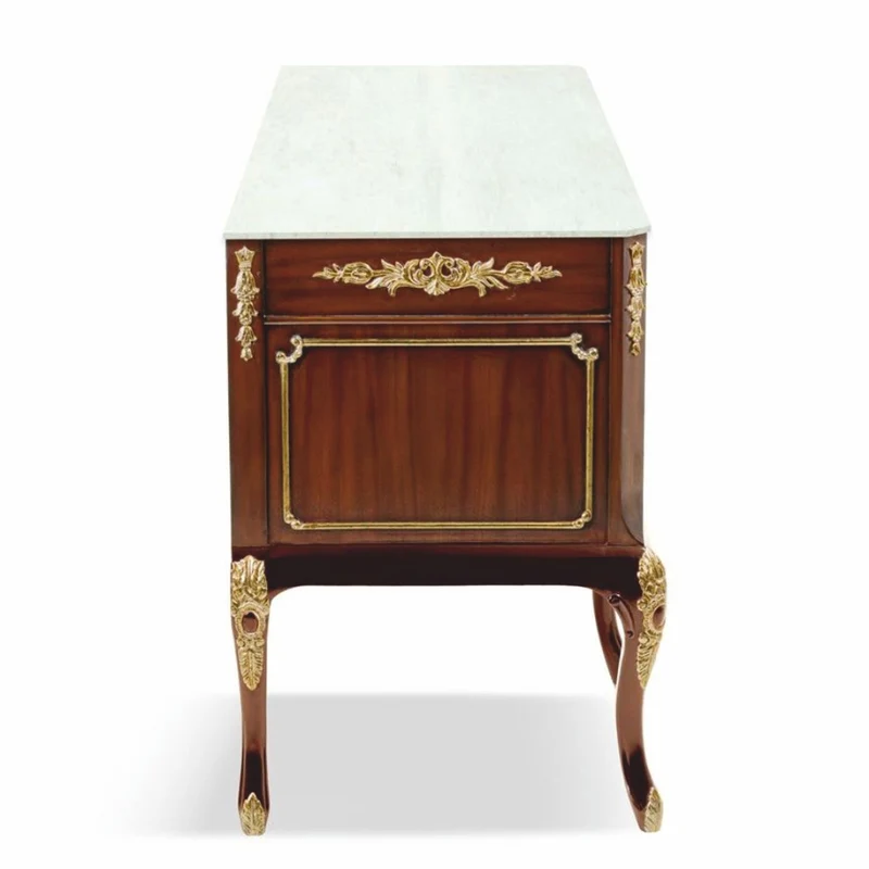 Casa Padrino Luxus Barock Kommode mit Marmorplatte Braun / Gold / Creme 167 cm - Barock Möbel