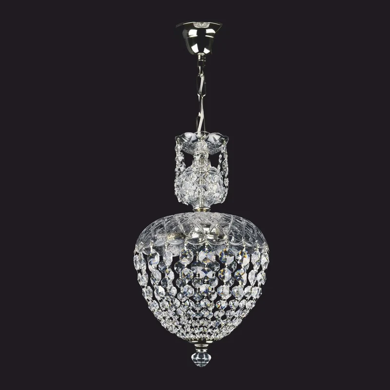 Casa Padrino Luxus Barock Kristall LED Hängeleuchte Silber Ø 25 x H. 41 cm - Barock Leuchten