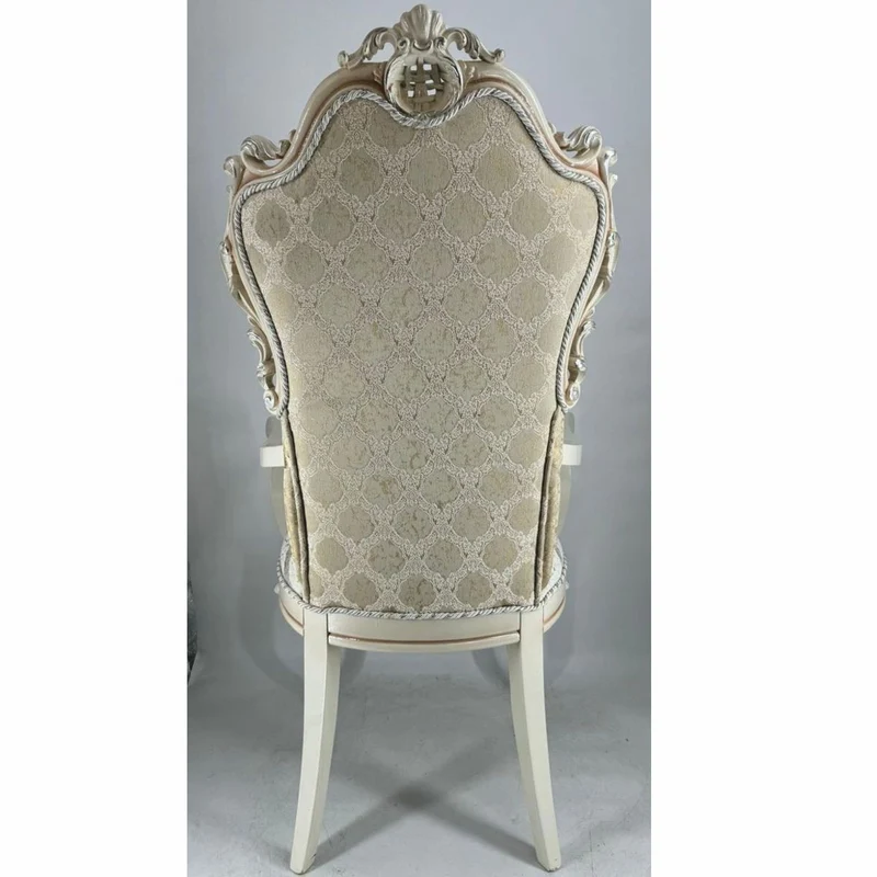 Casa Padrino Luxus Barock Esszimmer Stuhl mit Armlehnen Gold / Creme / Weiß / Silber - Barock Möbel