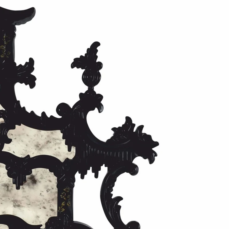 Casa Padrino Luxus Barock Spiegel im chinesischen Stil Schwarz / Gold H. 134 cm - Barockstil Möbel