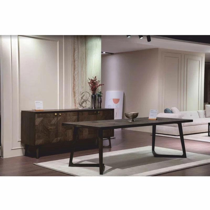 Casa Padrino Luxus Massivholz Esstisch Braun 198 cm - Esszimmer Möbel