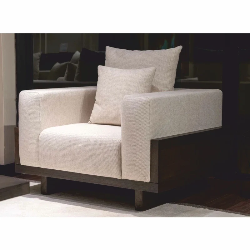 Casa Padrino Luxus Sessel Creme / Dunkelbraun 100 cm - Wohnzimmer & Hotel Möbel