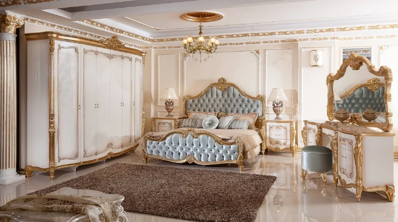Casa Padrino Luxus Barock Schlafzimmerschrank Weiß / Braun / Gold - Barockstil Schlafzimmer Möbel