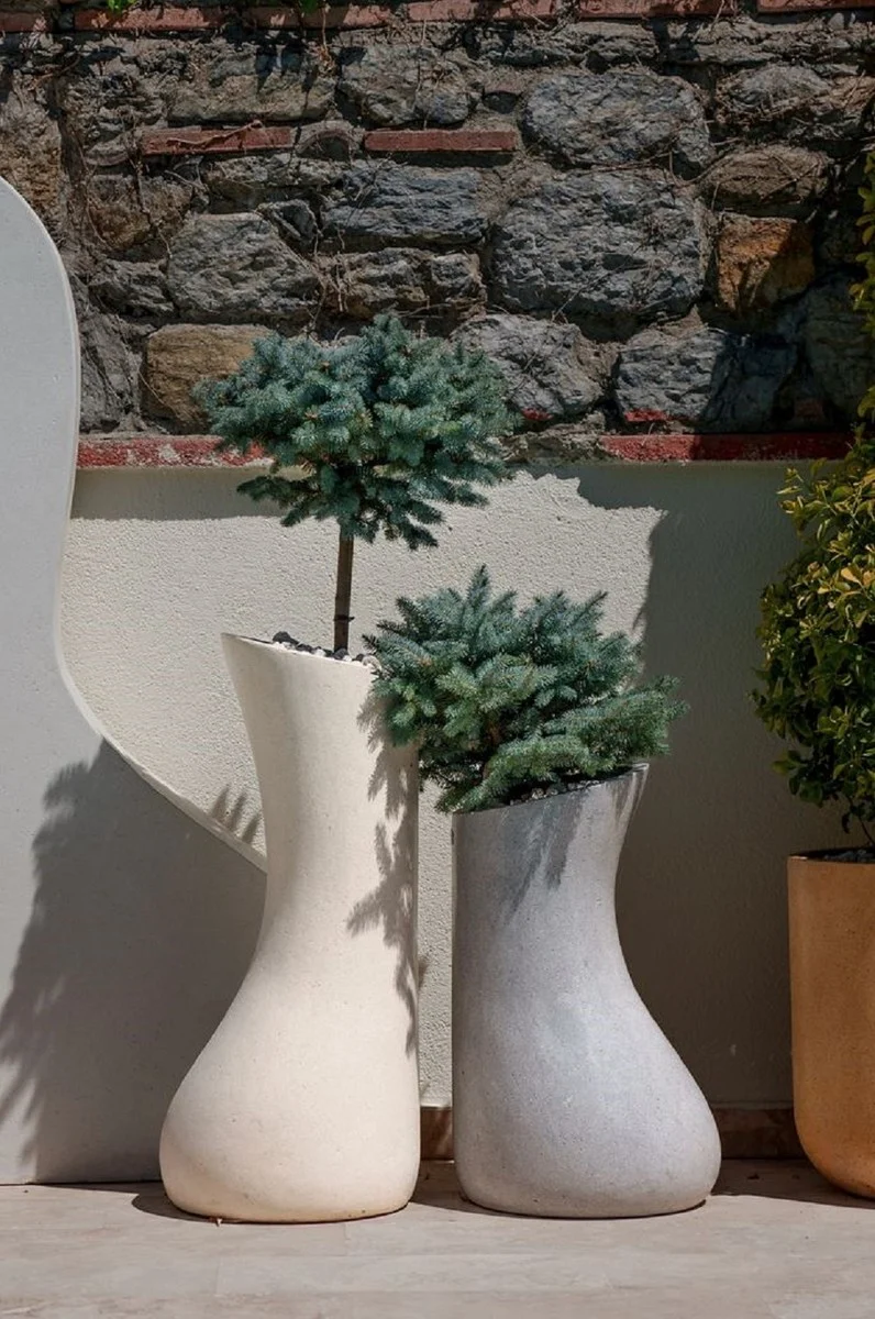 Casa Padrino Luxus Deko Blumentopf Creme H. 100 cm - Beton Pflanzentopf