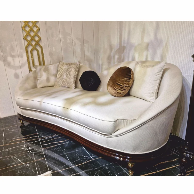 Casa Padrino Luxus Barock Sofa Creme / Dunkelbraun / Gold 240 cm - Barockstil Wohnzimmer Möbel