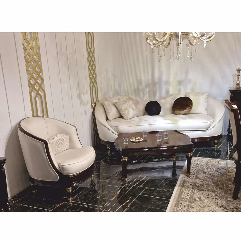 Casa Padrino Luxus Barock Sofa Creme / Dunkelbraun / Gold 240 cm - Barockstil Wohnzimmer Möbel