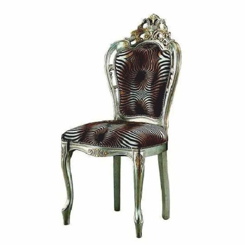 Casa Padrino Luxus Barock Esszimmer Stuhl Braun / Schwarz / Silber / Gold - Barock Möbel