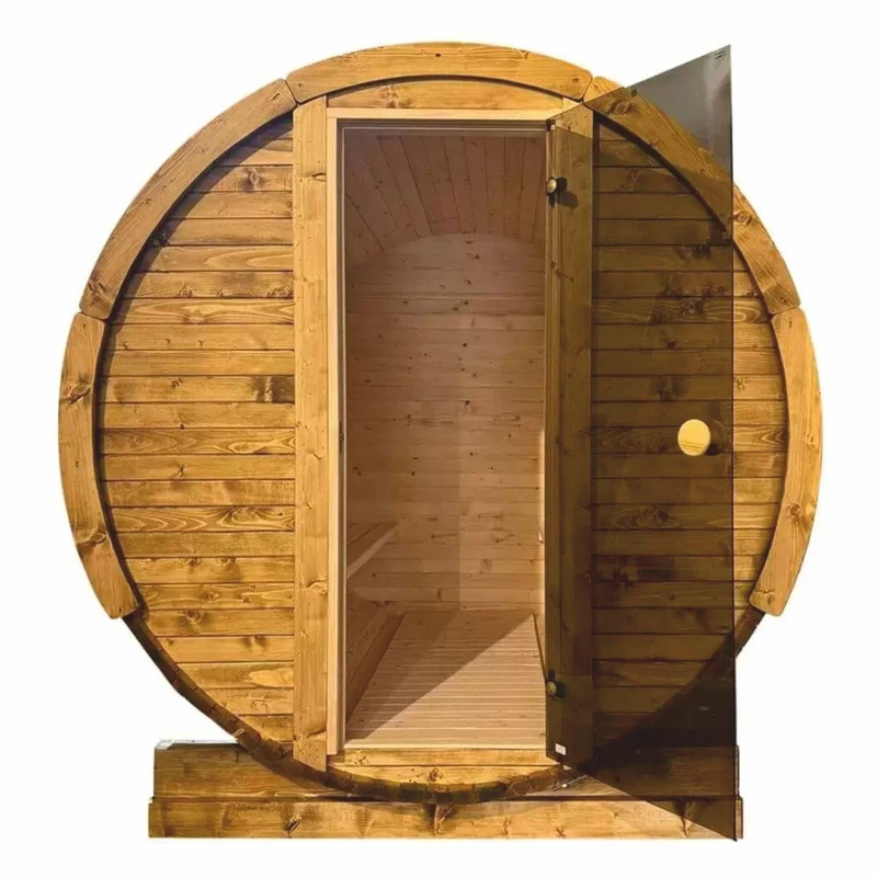 Casa Padrino Luxus Außensauna Naturfarben / Anthrazit 190 x 220 cm - Massivholz Gartensauna