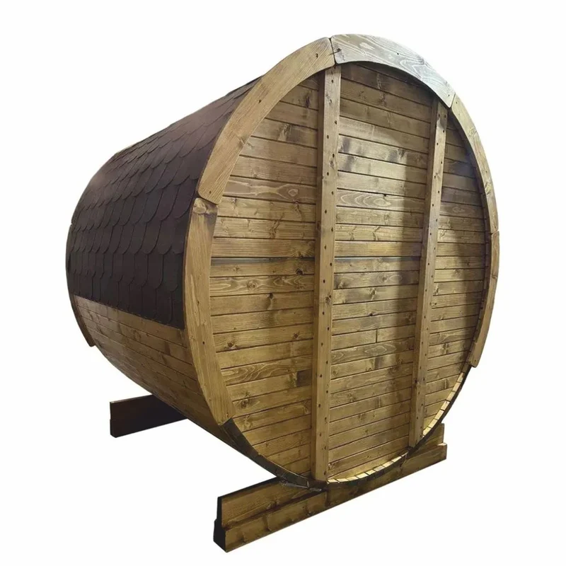 Casa Padrino Luxus Außensauna Naturfarben / Anthrazit 190 x 220 cm - Massivholz Gartensauna