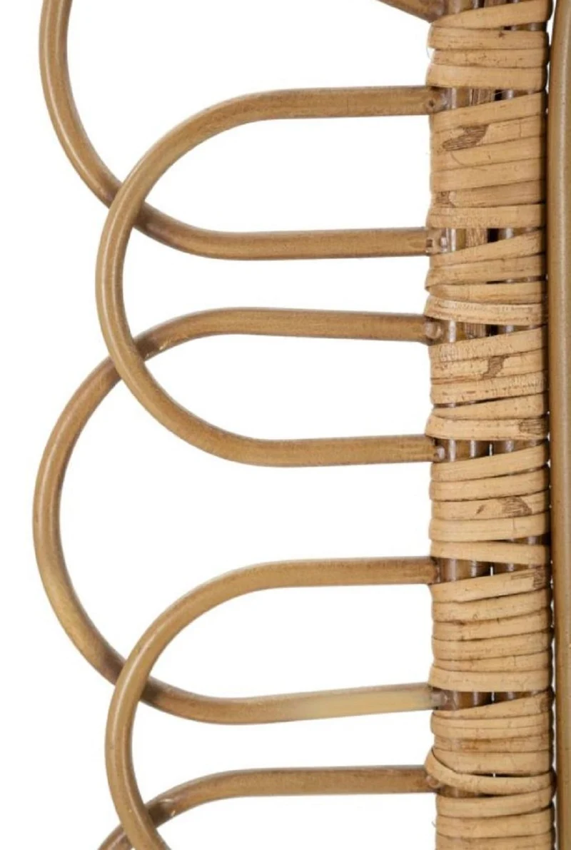 Casa Padrino Luxus Spiegel Naturfarben H. 80 cm - Wandspiegel mit Rattangeflecht