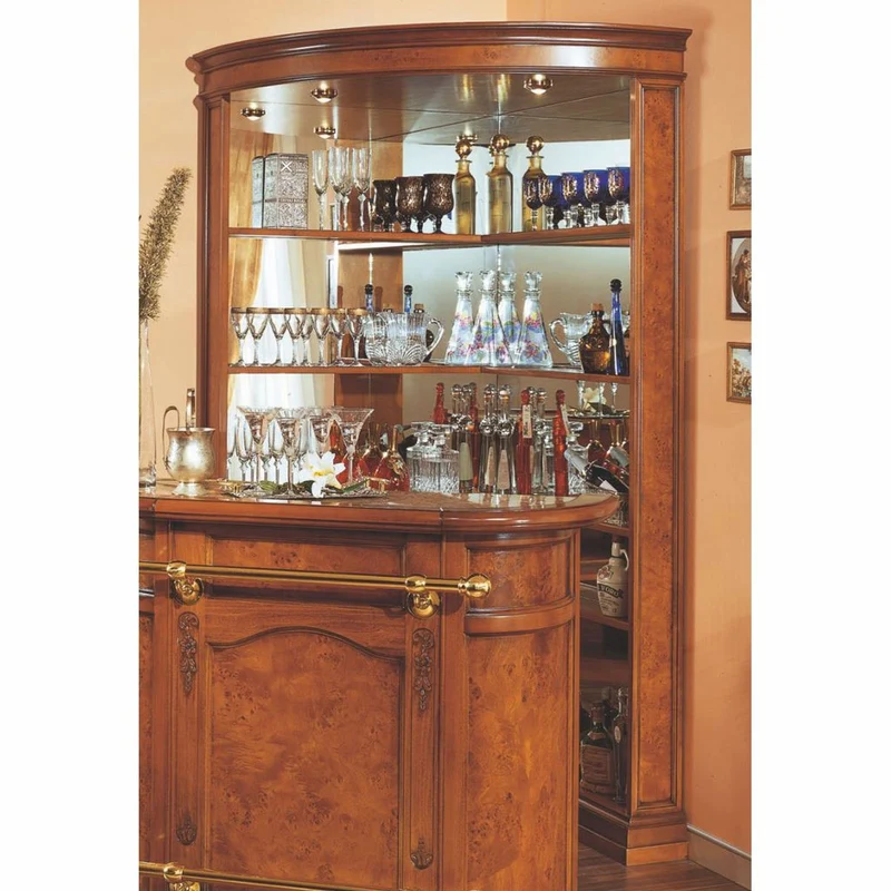 Casa Padrino Luxus Barock Eck Barschrank Braun H. 220 cm - Barockstil Bar Möbel - Made in Italy
