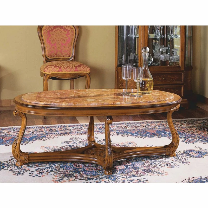 Casa Padrino Luxus Barock Couchtisch Braun / Beige 120 cm - Barock Möbel - Made in Italy