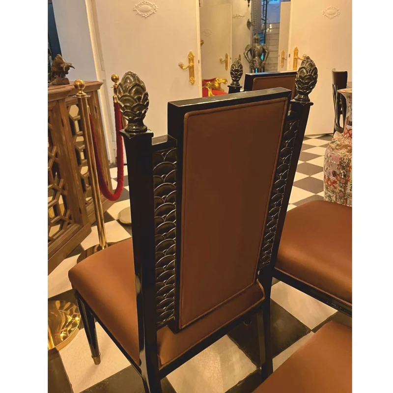 Casa Padrino Luxus Barock Esszimmerstuhl 4er Set Braun / Schwarz / Gold - Barock Möbel