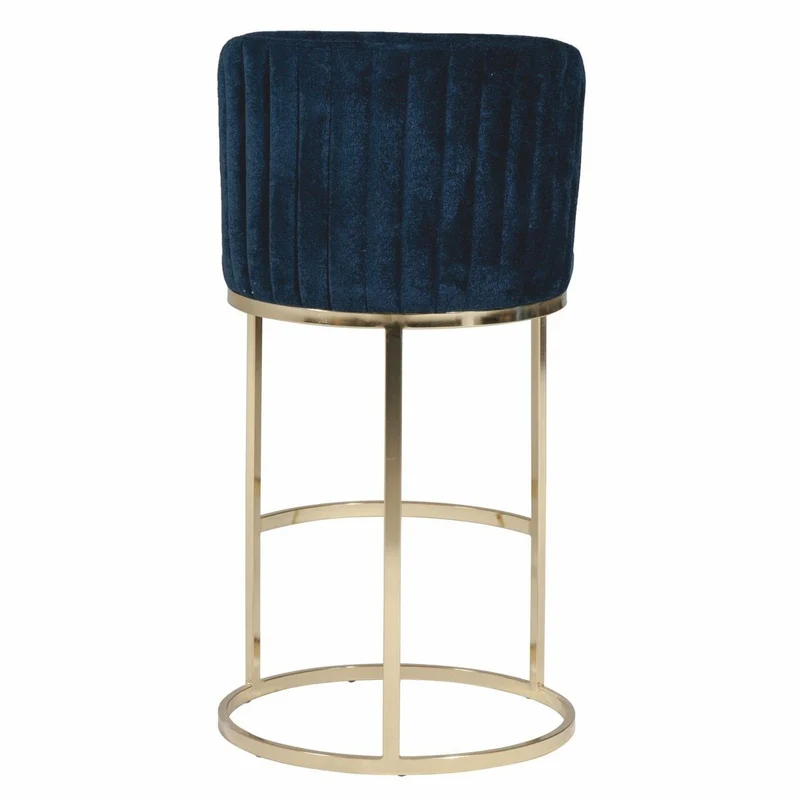 Casa Padrino Luxus Barstuhl 6er Set Dunkelblau / Gold H. 110 cm - Bar Möbel
